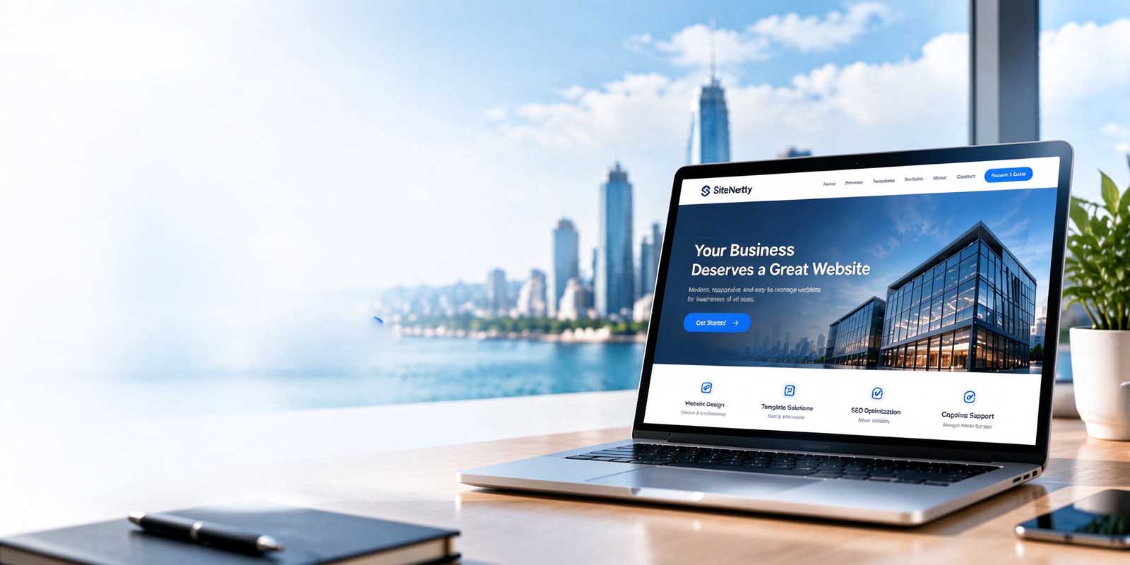 Professional business website design workspace for a small company