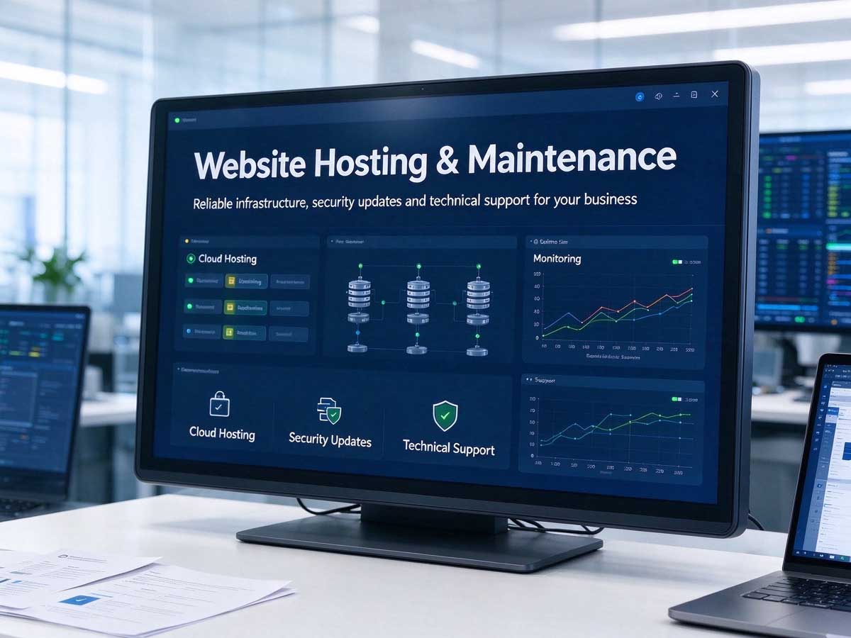 Professional server infrastructure for business website hosting and maintenance